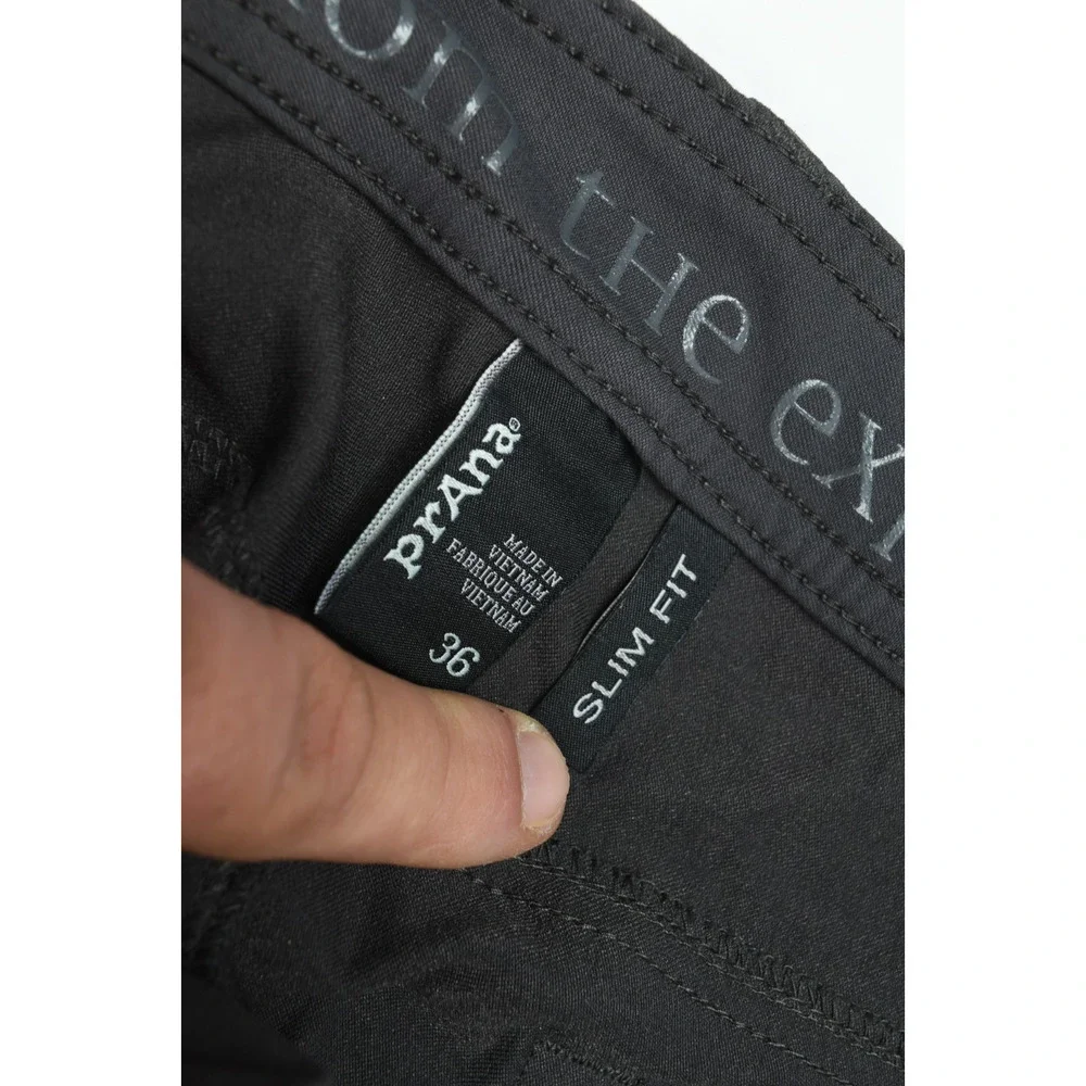 prANa Brion Pants Mens 36 Gray Slim Fit Nylon Stretch Lightweight Hiking